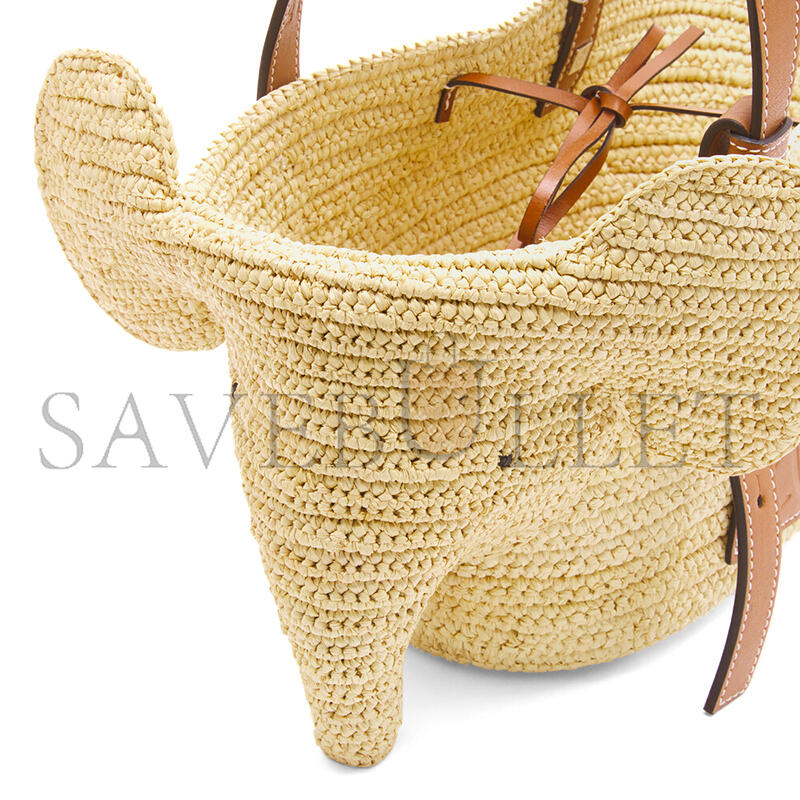 L0ew* small elephant basket in raffia and calfskin a546t37x01 (35*17.5*17cm)